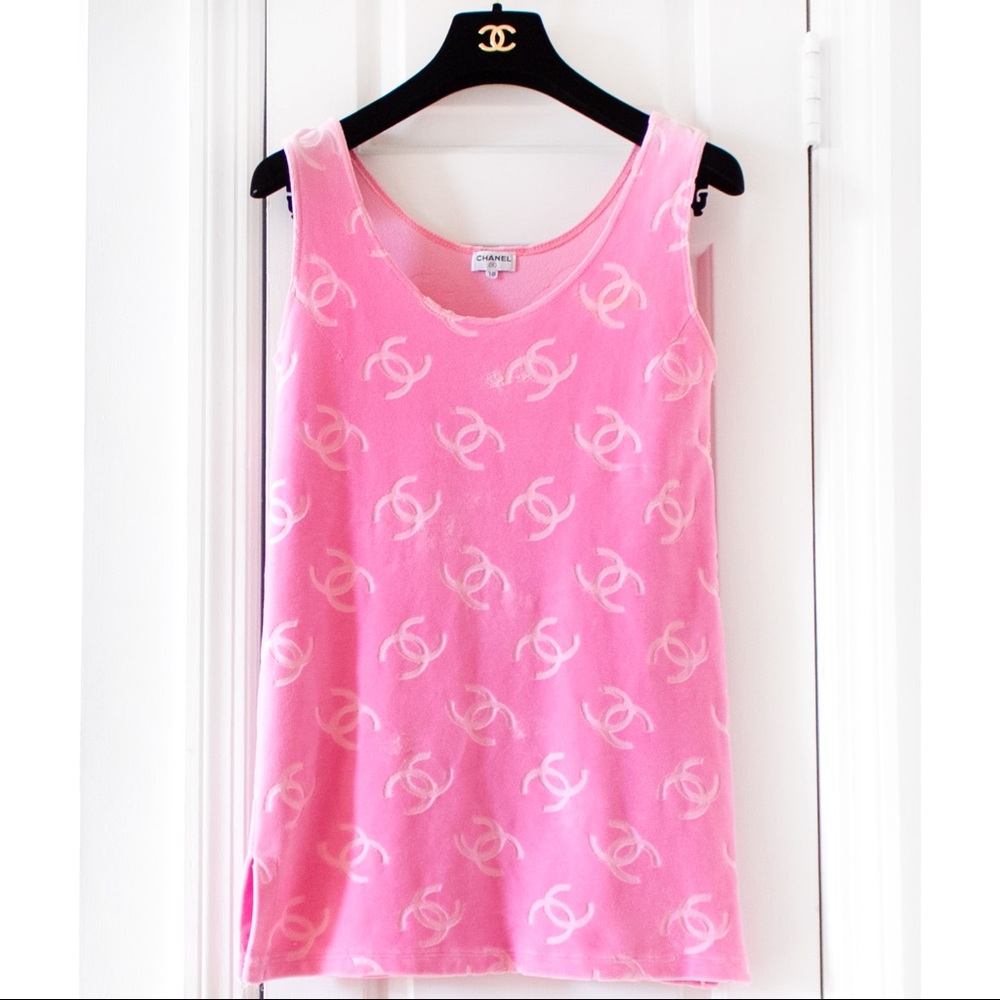 Iconic Chanel Spring 1996 Pink Velour Tunic Dress - Picture 3 of 12